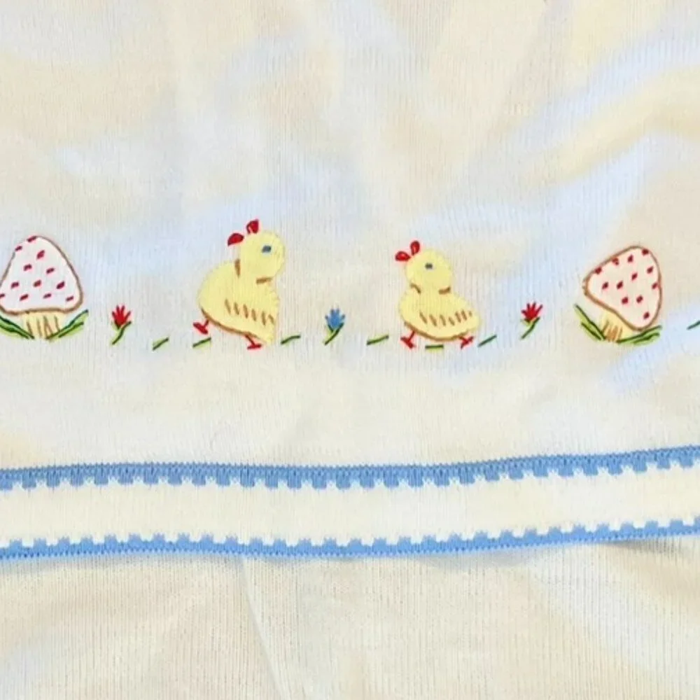 Vintage Retro Baby Soft Knit 2-Piece Embroider Romper Set Sz 12Months